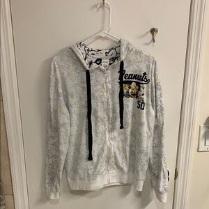 Peanuts White and Black Women's Reversible Zip Up Hoody- Sz M